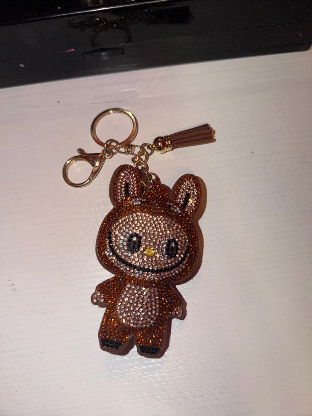 Sparkling Brown lububu Keychain for Kids Accessories